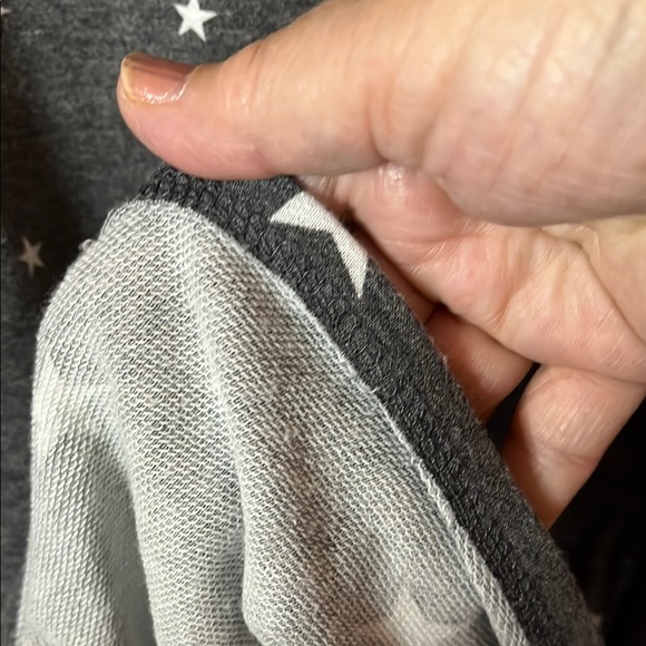 Gray and White Star V-Neck Long Sleeve Sweatshirt - Picture 6 of 8